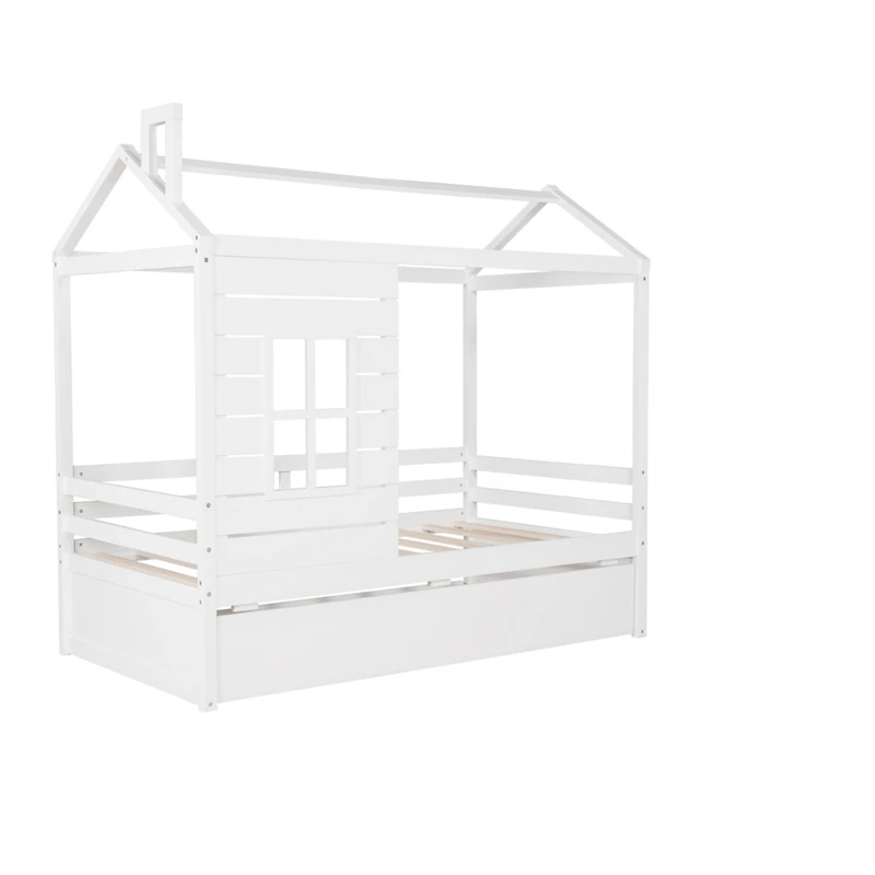 Streamdale Twin Size House Bed Wood Bed With Twin Size Trundle
