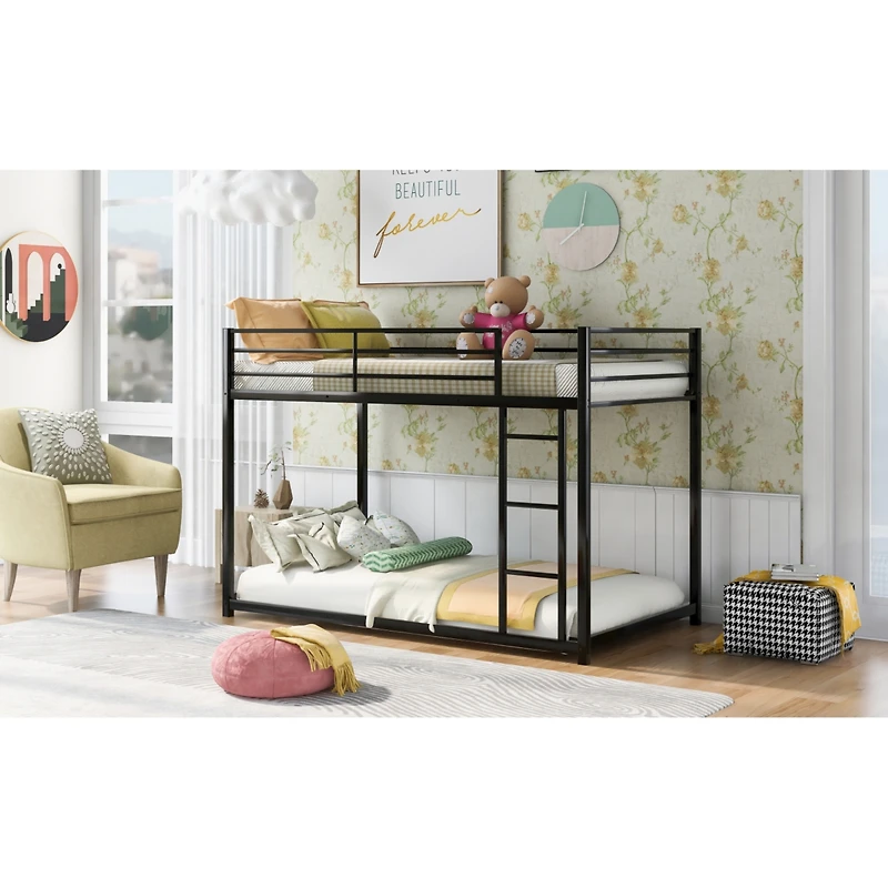 Streamdale Twin Over Metal Bunk Bed, Low Bed With Ladder