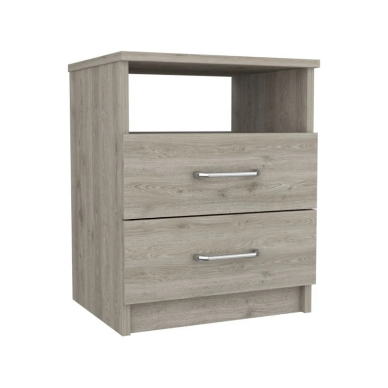 Streamdale Brookline 2-Drawer 1-Shelf Rectangle Nightstand Light Grey