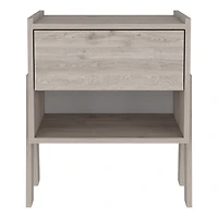Streamdale Joy Nightstand, Four Legs, One Open Shelf, One Drawer - Light Gray