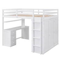 Streamdale Full Loft Bed With Drawers, Desk, And Wardrobe