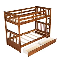 Streamdale Twin-Over-Twin Bunk Bed With Ladders And Two Storage Drawers