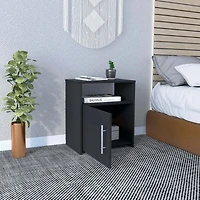Simplie Fun Omaha Nightstand, Single Door Cabinet, Metal Handle, One Shelf, Superior Top