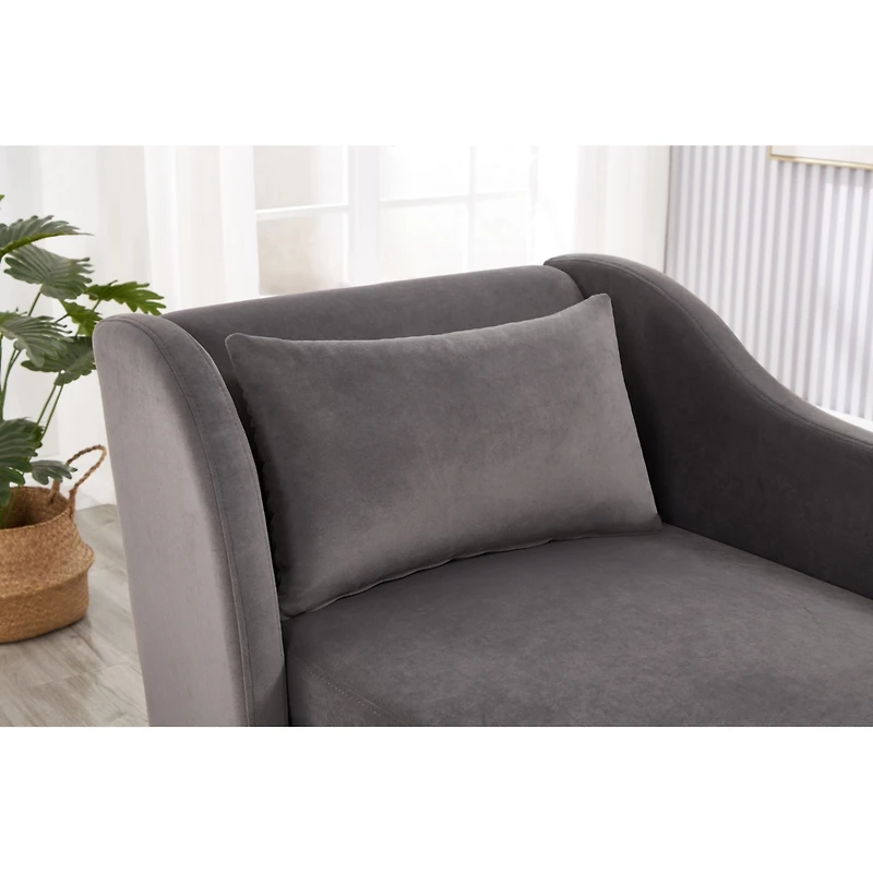 Streamdale Furniture Modern Chaise Lounge Chair Velvet Upholstery (Grey)