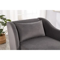 Streamdale Furniture Modern Chaise Lounge Chair Velvet Upholstery (Grey)