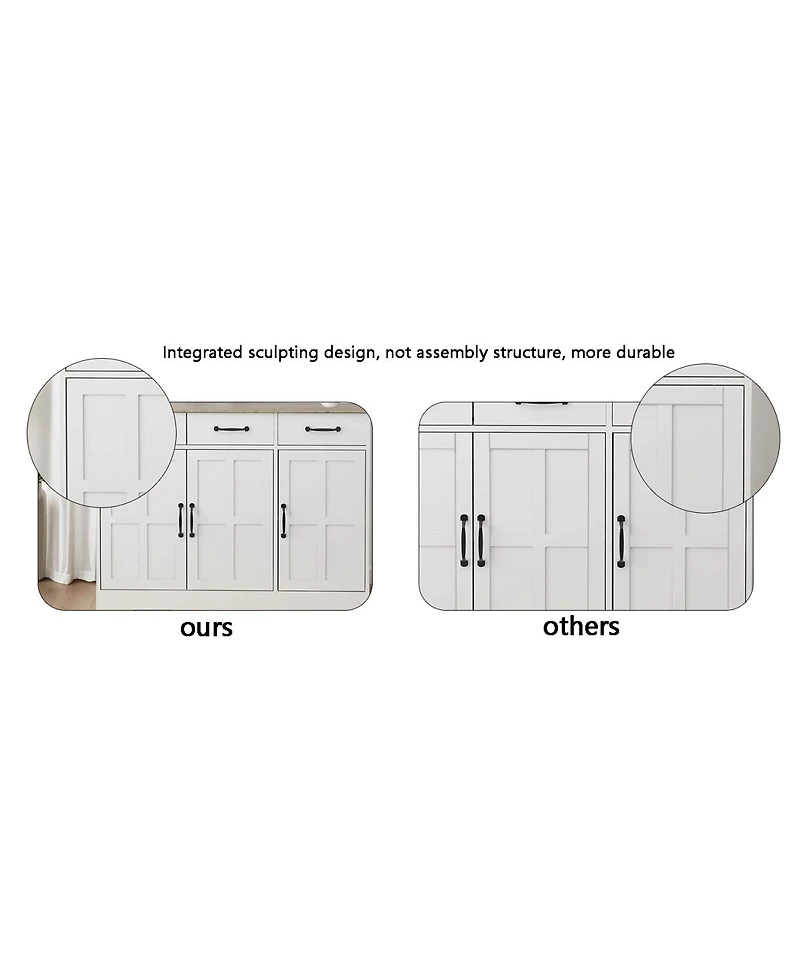 Streamdale Furniture 55.91" Large Farmhouse Buffet Cabinet Storage Sideboard With 2 Drawers And 4 Doors