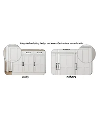 Streamdale Furniture 55.91" Large Farmhouse Buffet Cabinet Storage Sideboard With 2 Drawers And 4 Doors