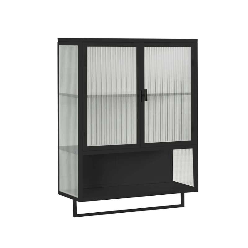 Streamdale 23.62" Glass Doors Modern Two-Door Wall Cabinet