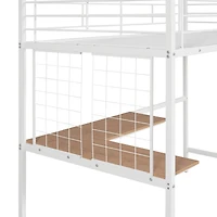 Streamdale Twin Metal Loft Bed With Desk And Metal Grid