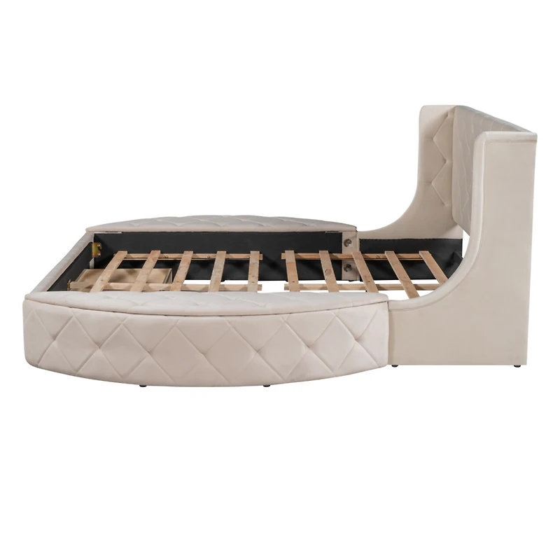 Streamdale Velvet Queen Storage Platform Bed with Wingback Headboard