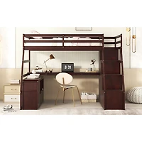 Streamdale Twin Loft Bed With 7 Drawers 2 Shelves And Desk
