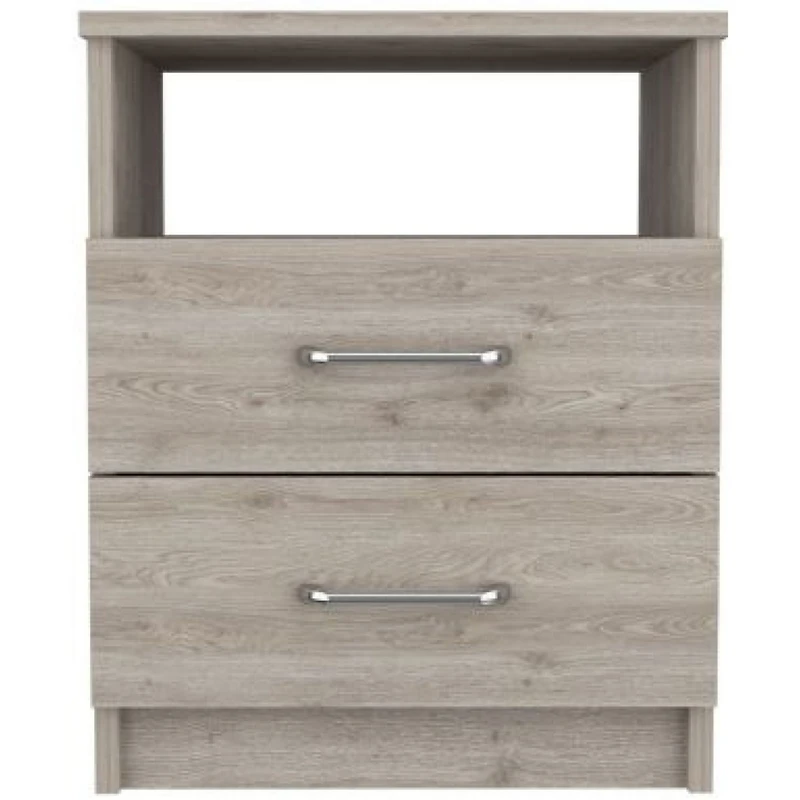 Streamdale Napoles Nightstand, Superior Top, Two Drawers, One Shelf - Light