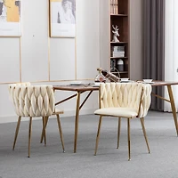 Streamdale Velvet Dining Chair (Set of 2), Modern Ivory