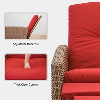 Streamdale All-Weather Wicker Recliner with Red Cushion (1 Chair)