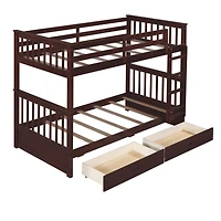 Streamdale Twin-Over-Twin Bunk Bed With Ladders And Two Storage Drawers
