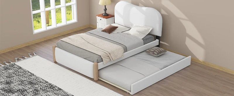 Streamdale Twin Upholstered Platform Bed with Trundle
