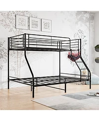 Simplie Fun Heavy Duty Twin-Over-Full Metal Bunk Bed, Easy Assembly With Enhanced Upper-Level Guardrail