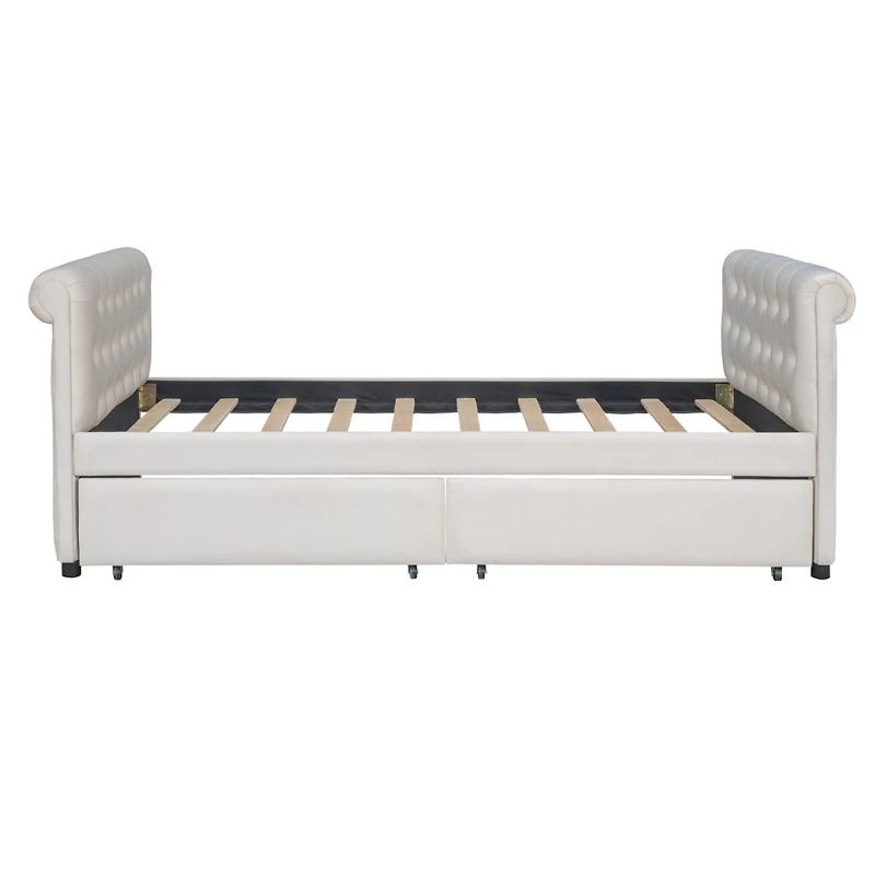 Streamdale Twin Size Upholstered Daybed With Drawers, Wood Slat Support