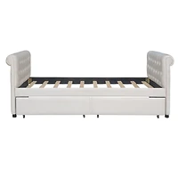 Streamdale Twin Size Upholstered Daybed With Drawers, Wood Slat Support