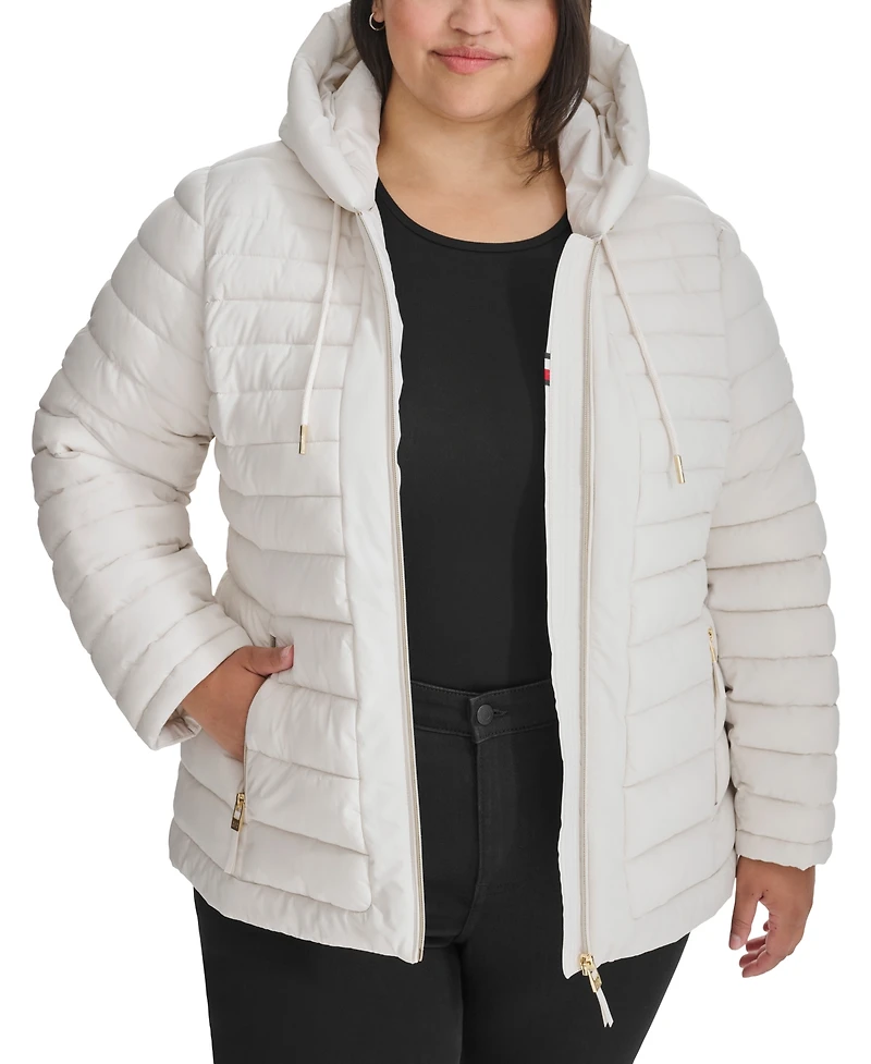 Tommy Hilfiger Plus Hooded Packable Puffer Coat, Created for Macy's