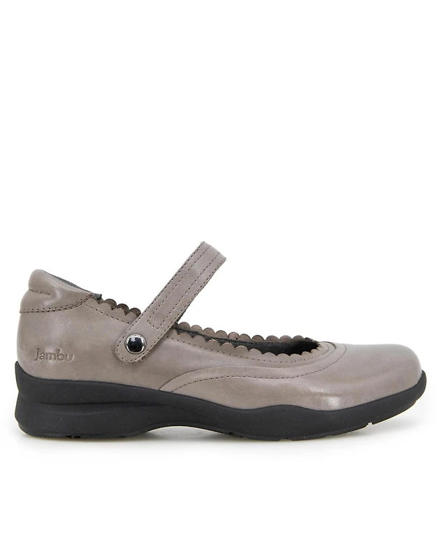Jambu Women's Ezra Mary Jane Shoes - Leather & Nubuck Slip-On With Hook & Loop Strap