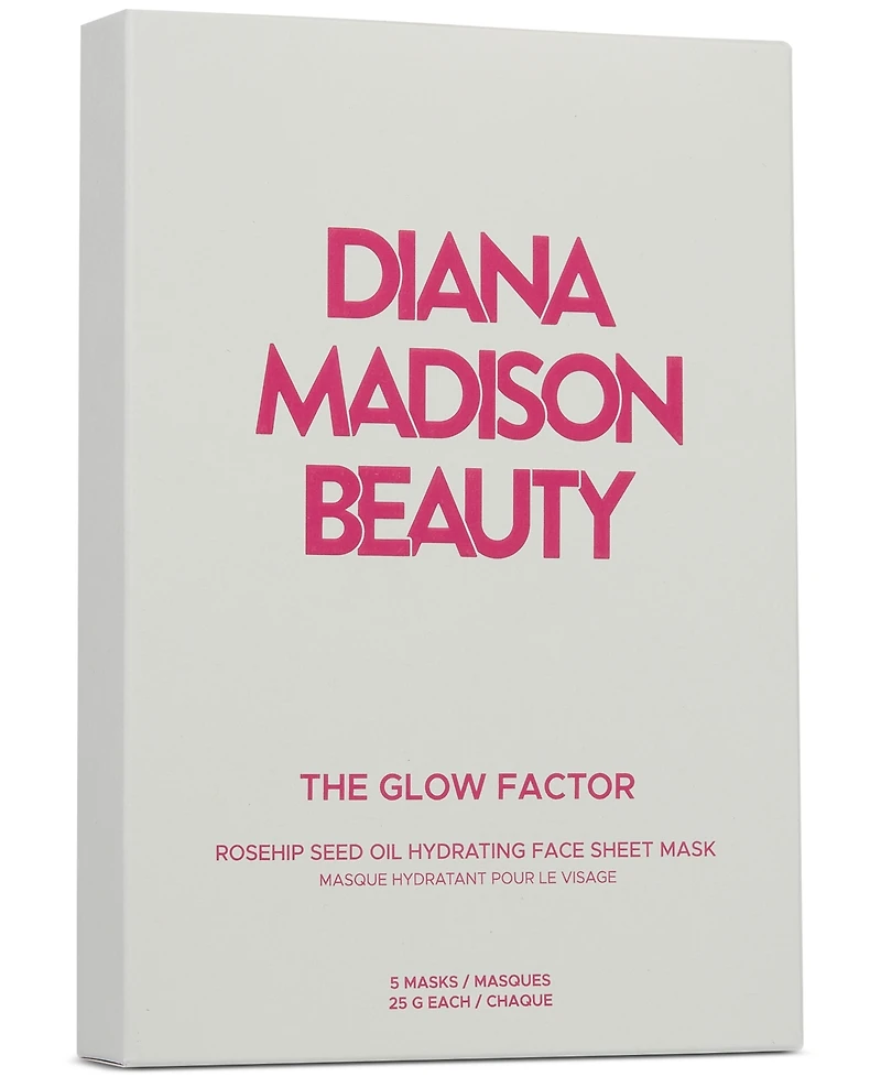Diana Madison Beauty The Glow Factor Rosehip Seed Oil Hydrating Face Sheet Mask, 5-Pk.