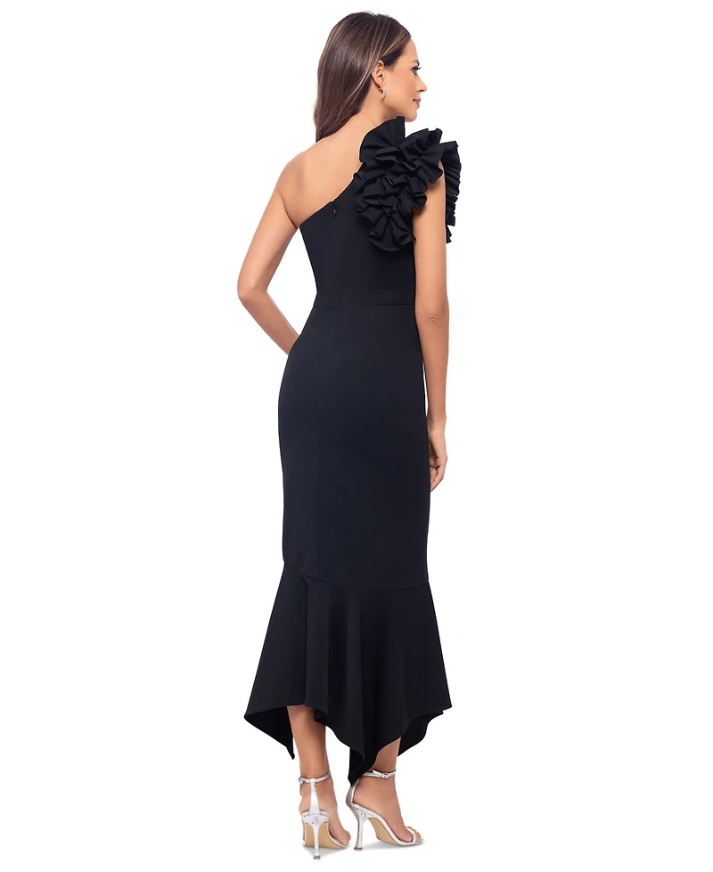 Xscape Women's One-Shoulder Asymmetric Midi Dress