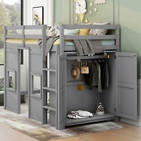 Streamdale Twin Loft Bed with Storage and Windows