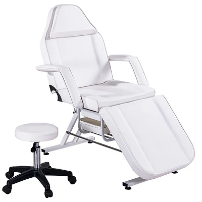 Streamdale Furniture Massage Salon Tattoo Chair with Two Trays Esthetician Bed with Hydraulic Stool, Multi-Purpose 3-Section Facial Bed Table, Adjusta