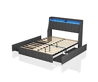 Streamdale Full Size Bed Frame with Led and Storage Drawers