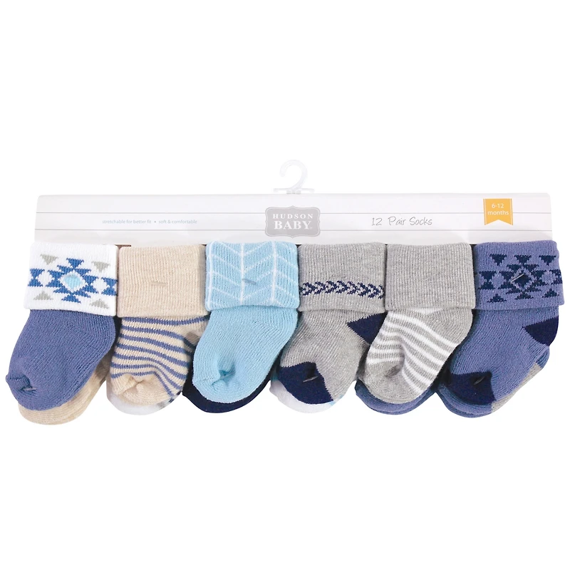 Hudson Baby Baby Boys Hudson Grow with Me Cotton Terry Socks, Bear Boy