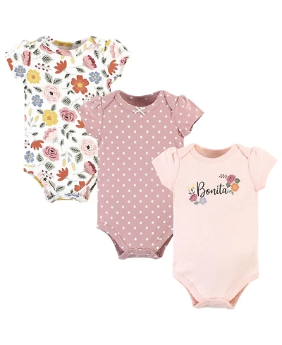 Hudson Baby Girls Cotton Bodysuits 3-Pack