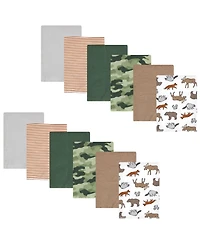 Hudson Baby Boys 12 Pack Cotton-Poly Flannel Burp Cloths
