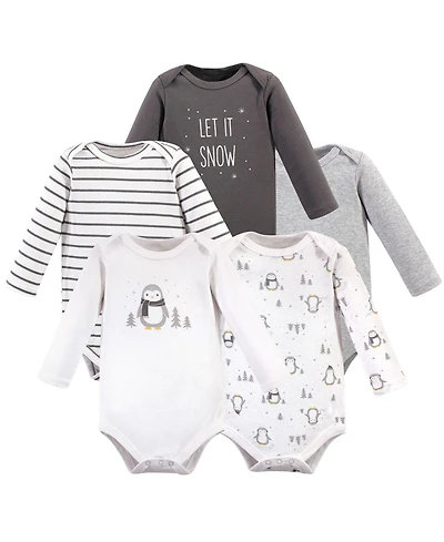 Hudson Baby Boys Cotton Long-Sleeve Bodysuits, 5-Pack