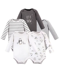 Hudson Baby Boys Cotton Long-Sleeve Bodysuits, 5-Pack