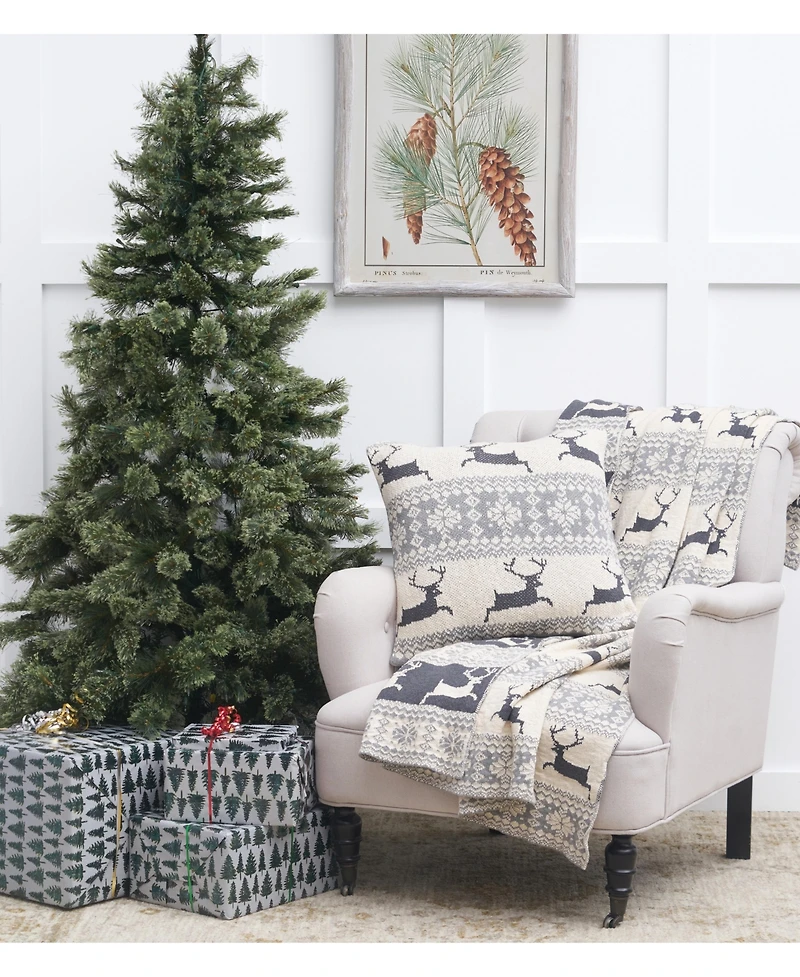 C&F Home 10" X 10" Leaping Deer Knitted Pillow Decor Decoration Christmas Knitted Petite Accent Throw Pillow