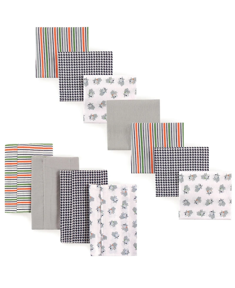 Luvable Friends Infant Boy Cotton Flannel Burp Cloths and Receiving Blankets, 11-Piece