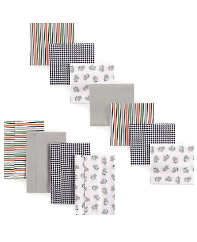 Luvable Friends Infant Boy Cotton Flannel Burp Cloths and Receiving Blankets, 11-Piece