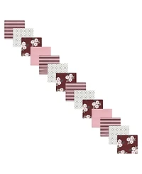 Hudson Baby Infant Girl Cotton Flannel Receiving Blankets Bundle Set, Burgundy Floral, One