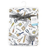 Hudson Baby Boys Velvety Plush Blanket with Fuzzy Trim and Soft Underside