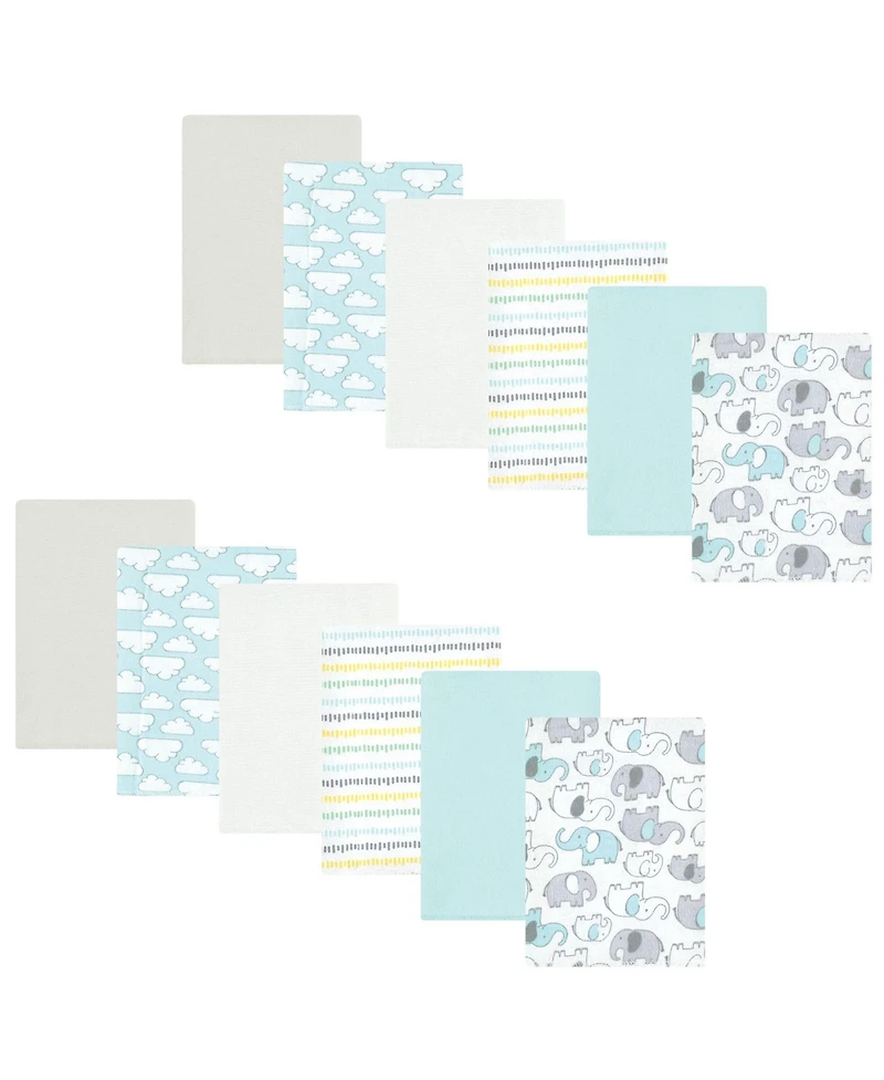 Hudson Baby Cotton Flannel Burp Cloths, 12-Pack