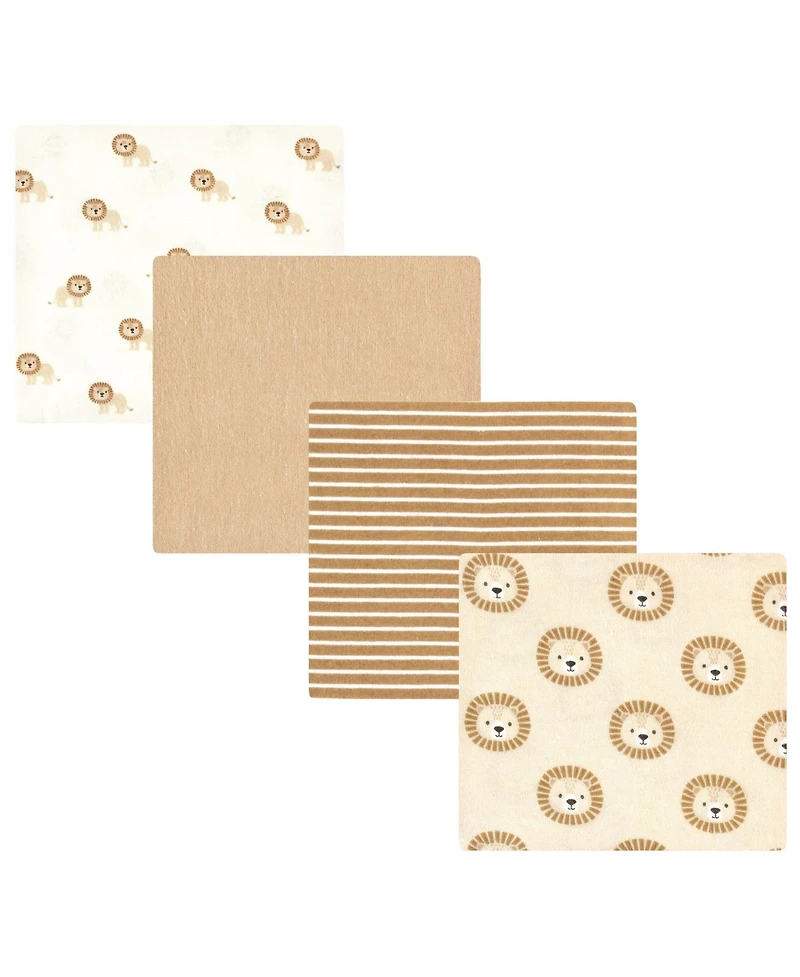 Hudson Baby Unisex Four-Pack Flannel Infant Receiving Blanket Cotton/Poly Blend