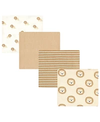 Hudson Baby Unisex Four-Pack Flannel Infant Receiving Blanket Cotton/Poly Blend