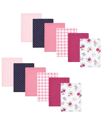 Hudson Baby Girls 12Pk Flannel Burp Cloth (Cotton Poly
