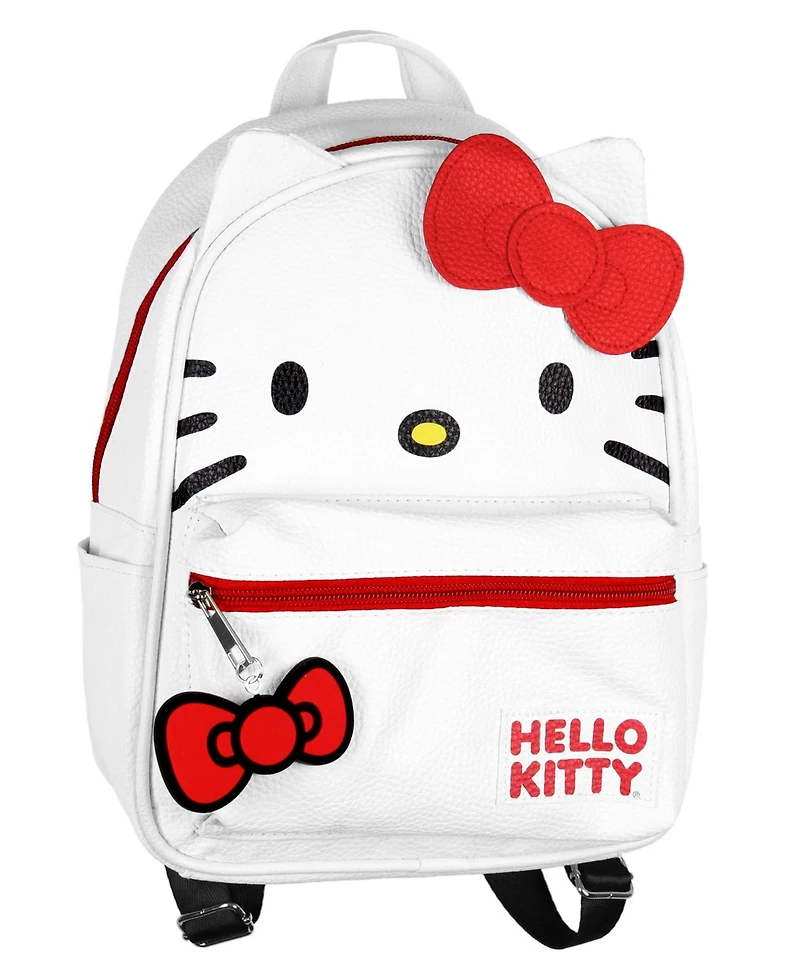 Hello Kitty Signature Bow Face and 3D Ear Design Faux Leather Mini Backpack