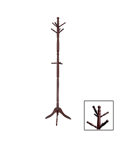 Ore International N10081-ch Cherry Finish Wood Swivel Coat Rack