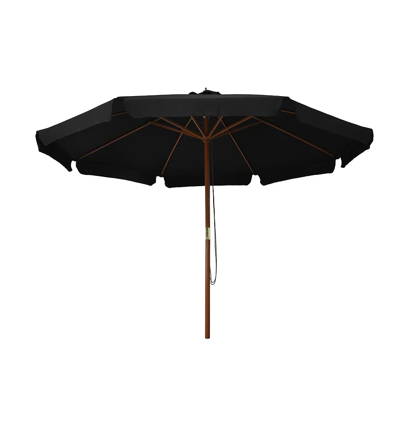 Garden Parasol with Wooden Pole 129.9" Black