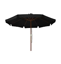 Garden Parasol with Wooden Pole 129.9" Black
