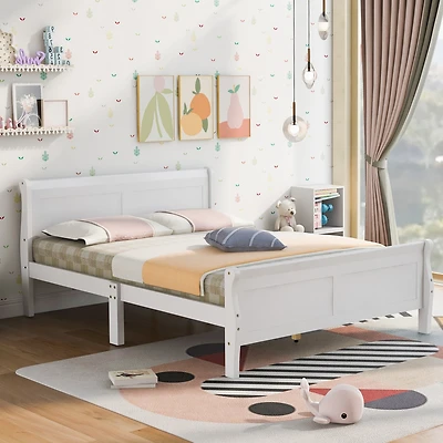 Streamdale Full Wood Platform Bed With Headboard And Wooden Slat Support