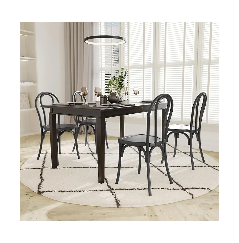 Hensler Set Of 2 Weather-Resistant Wood Look Stackable Resin Thonet Chairs For Indoor/Outdoor Use